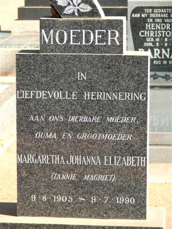 KOTZE Margaretha Johanna Elizabeth 1905-1990