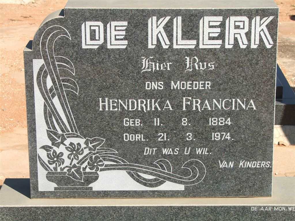 KLERK Hendrika Francina, de 1884-1974