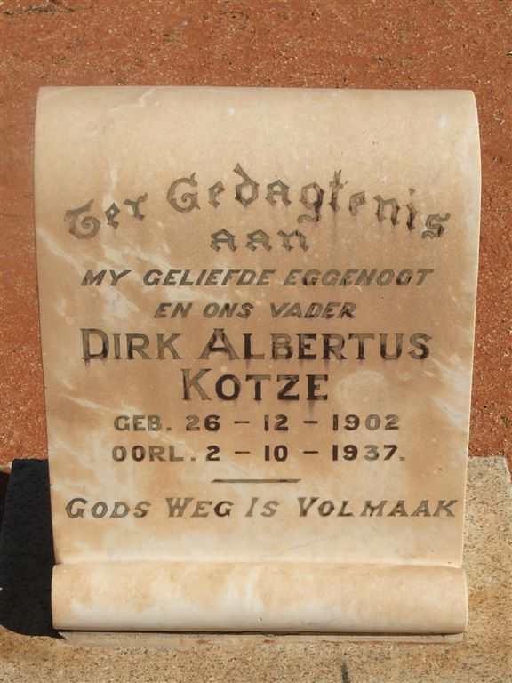 KOTZE Dirk Albertus 1902-1937
