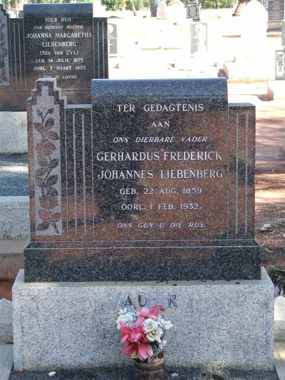 LIEBENBERG Gerhardus Frederick Johannes 1859-1932