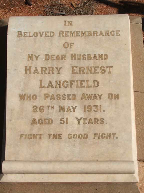 LANGFIELD Harry Ernest -1931