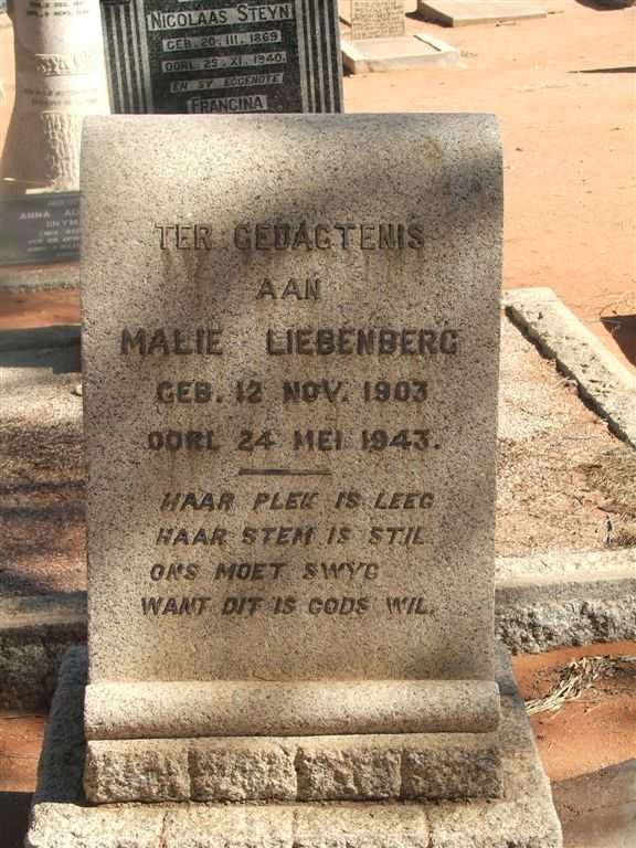 LIEBENBERG Malie 1903-1943