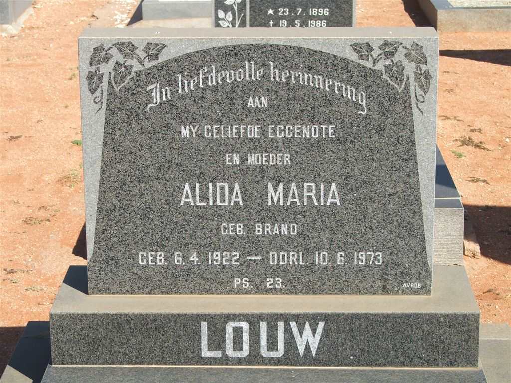 LOUW Alida Maria nee BRAND 1922-1973