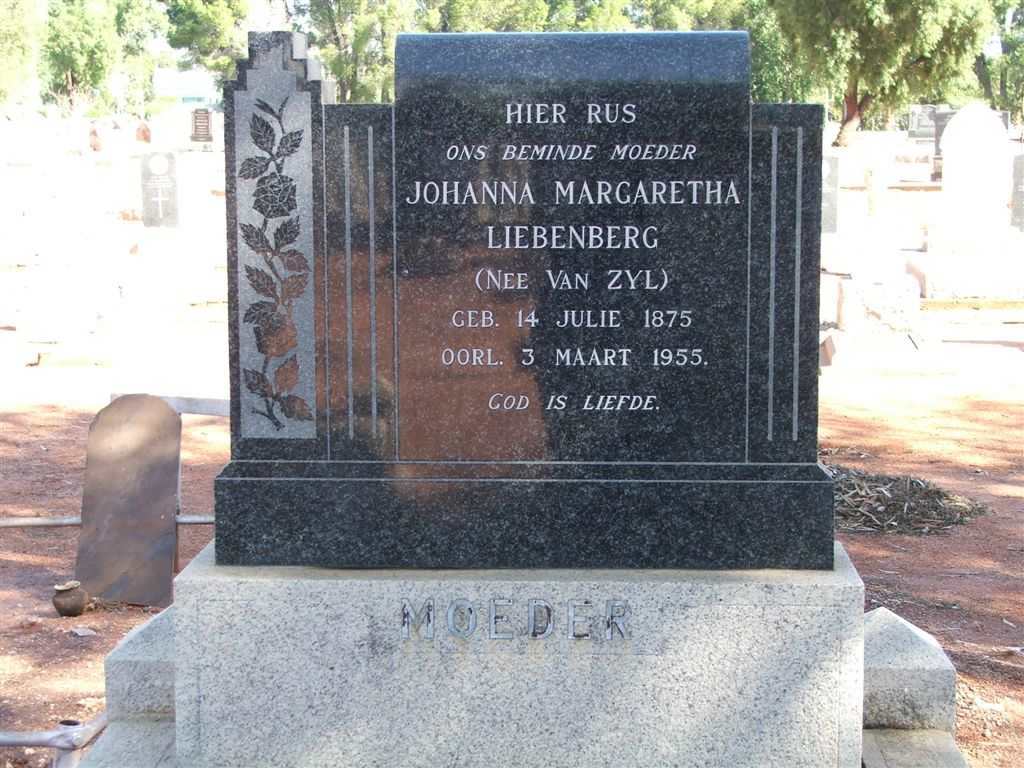 LIEBENBERG Johanna Margaretha nee VAN ZYL 1875-1955