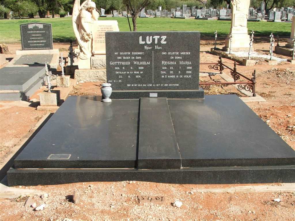 LUTZ Gottfried Wilhelm 1888-1974 &amp; Regina Maria 1898-1988 :: LUTZ Johannes De Wet 1925-1998