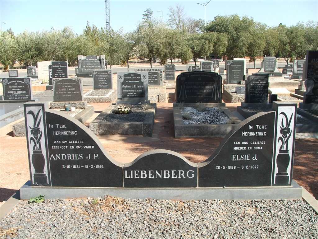 LIEBENBERG Andries J.P. 1881-1956 &amp; Elsie J. 1886-1977