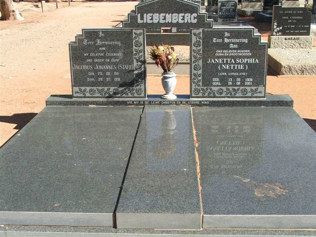 LIEBENBERG Jacobus Johannes 1911-1991 &amp; Janetta Sophia LONGLAND 1909-2001