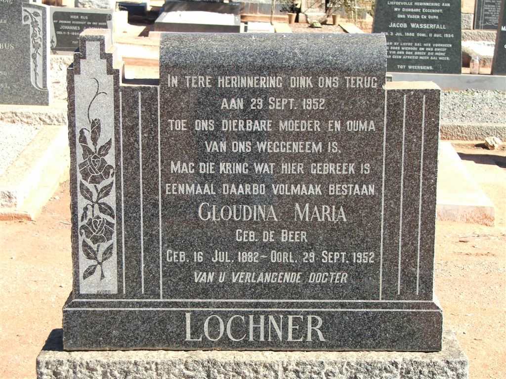 LOCHNER Gloudina Maria nee DE BEER 1882-1952