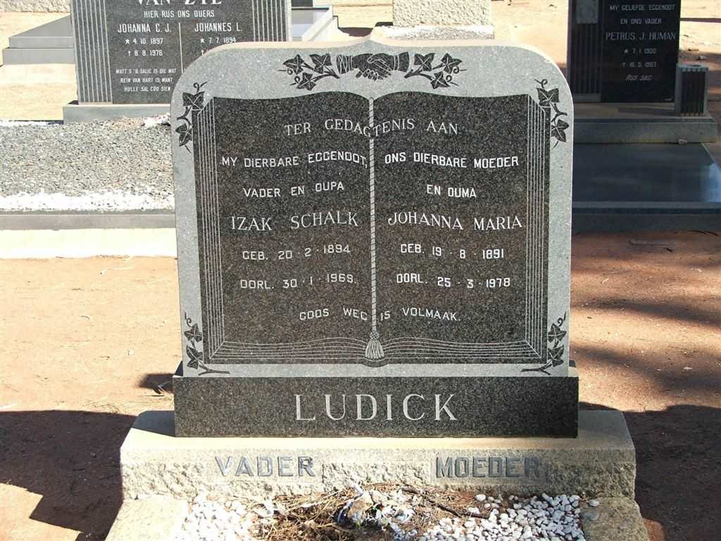 LUDICK Izak Schalk 1894-1969 &amp; Johanna Maria 1891-1978