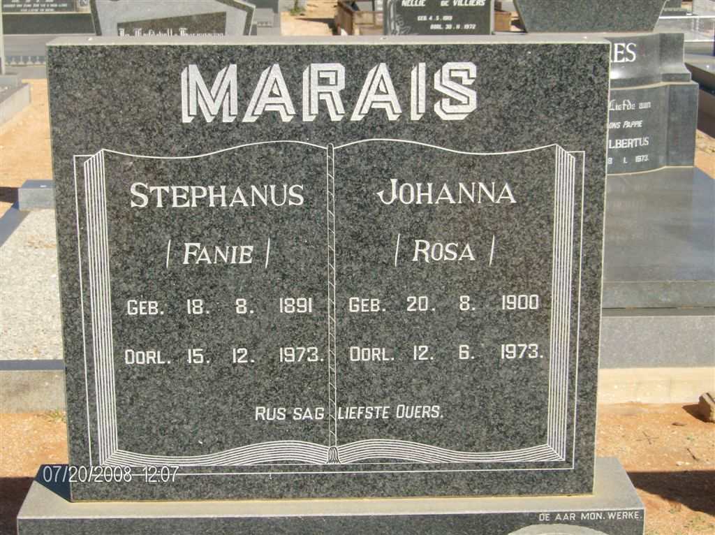 MARAIS Stephanus 1891-1973 &amp; Johanna 1900-1973