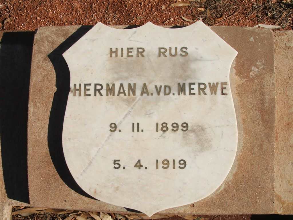 MERWE Herman A., vd. 1899-1919