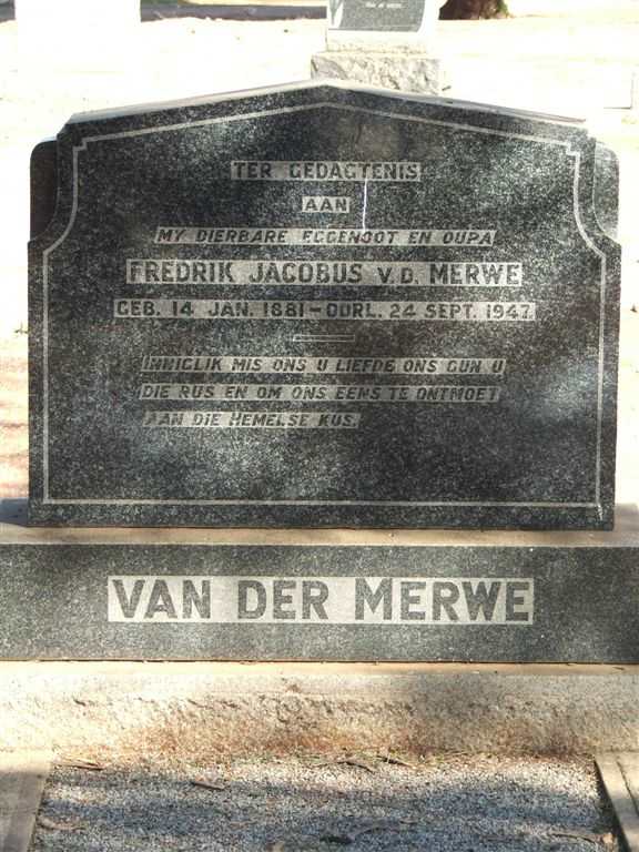 MERWE Fredrik Jacobus, v.d. 1881-1947