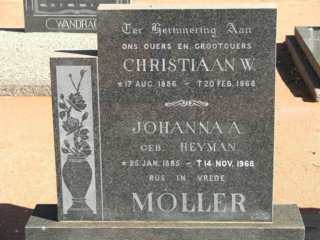 MÖLLER Christiaan W. 1886-1968 &amp; Johanna A. HEYMAN 1885-1968