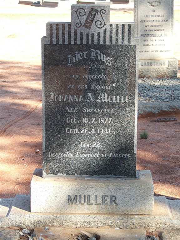 MULLER Johanna A. nee SWANEPOEL 1877-1946