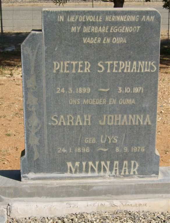 MINNAAR Pieter Stephanus 1899-1971 &amp; Sarah Johanna UYS 1896-1976