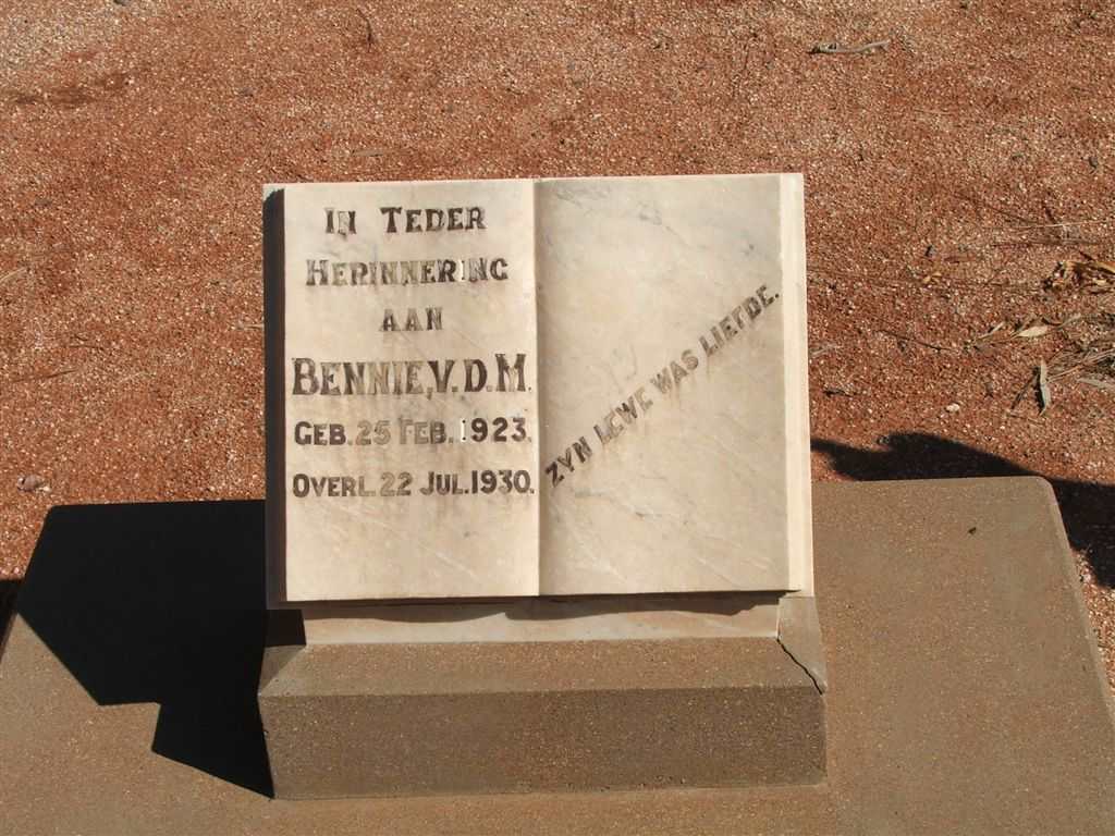 MERWE Bennie, v.d. 1923-1930