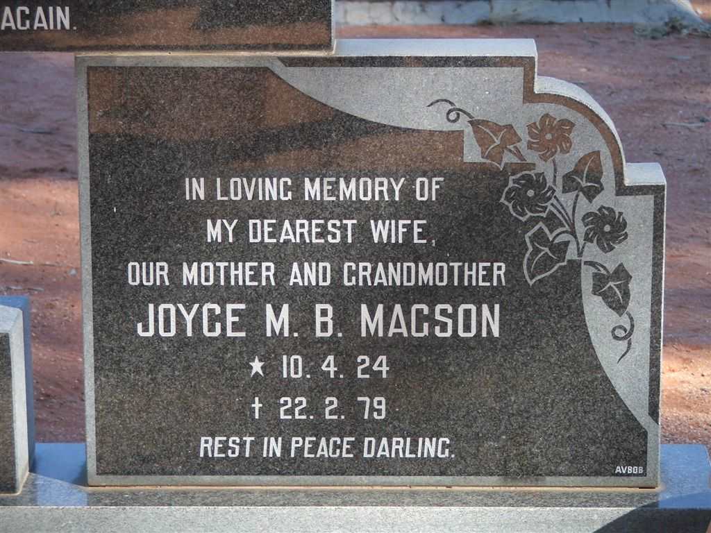 MAGSON Joyce M.B. 1924-1979
