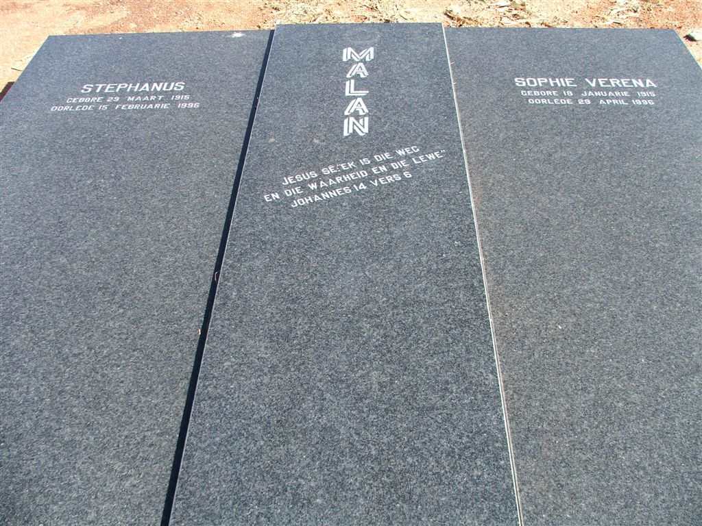 MALAN Stephanus 1915-1996 &amp; Sophie Verena 1915-1996