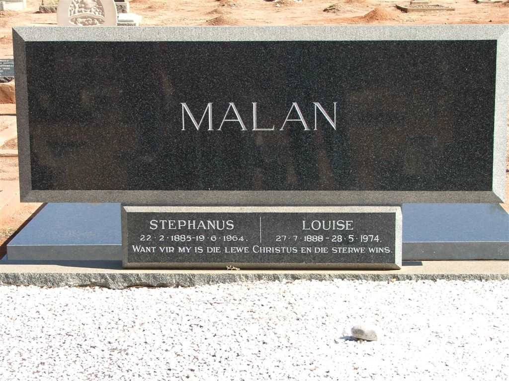 MALAN Stephanus 1885-1964 &amp; Louise 1888-1974