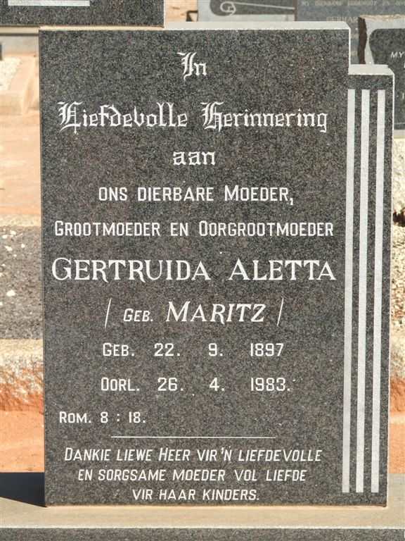 MANS Gertruida Aletta nee MARITZ 1897-1983