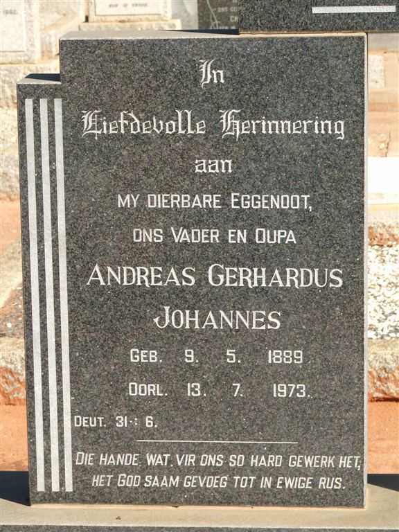 MANS Andreas Gerhardus Johannes 1889-1973