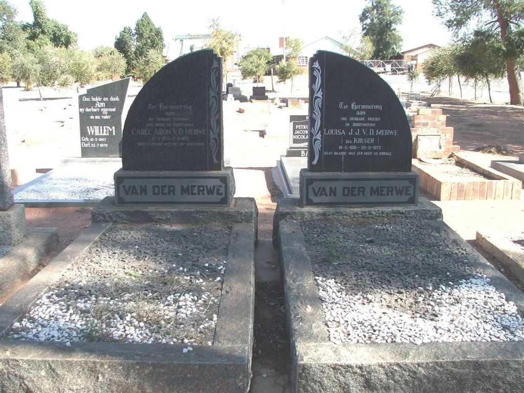 MERWE Carel Aron, v.d.1872-1959 &amp; Louisa J.J. KRUGER 1881-1972