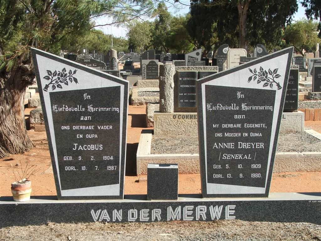 MERWE Jacobus, van der 1904-1987 &amp; Annie DREYER 1909-1980