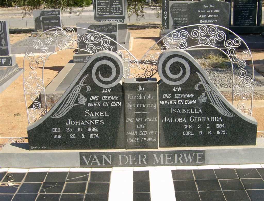 MERWE Sarel Johannes, van der 1886-1974 &amp; Isabella Jacoba Gerharda 1894-1975