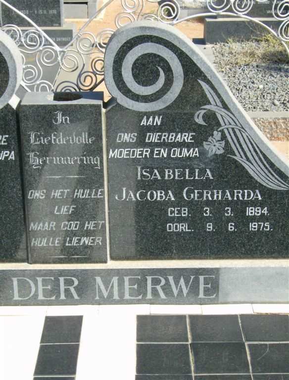MERWE Isabella Jacoba Gerharda, van der 1894-1975