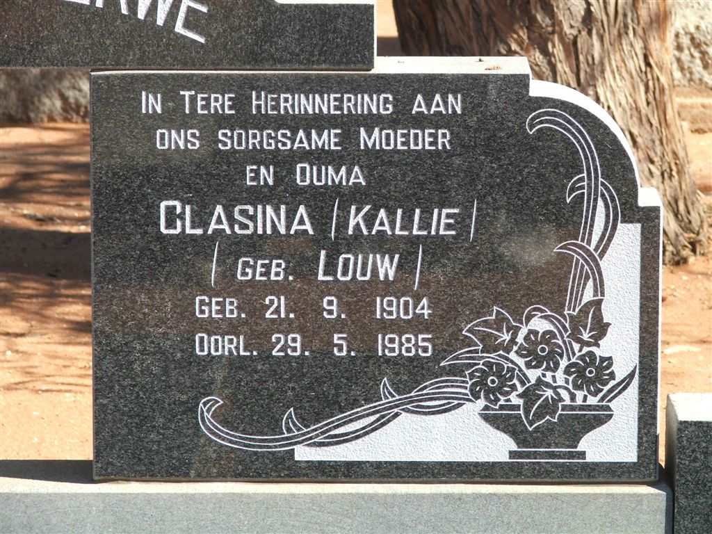 MERWE Clasina, van der nee LOUW 1904-1985
