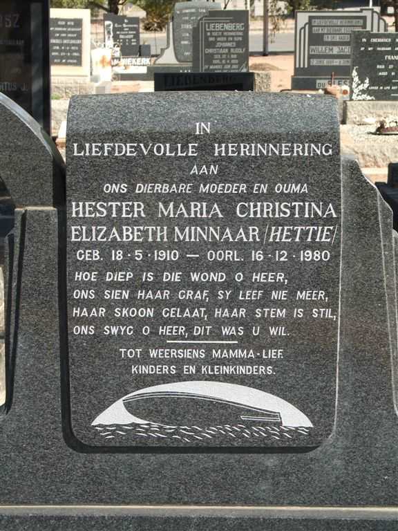 MINNAAR Hester Maria Christina Elizabeth 1910-1980