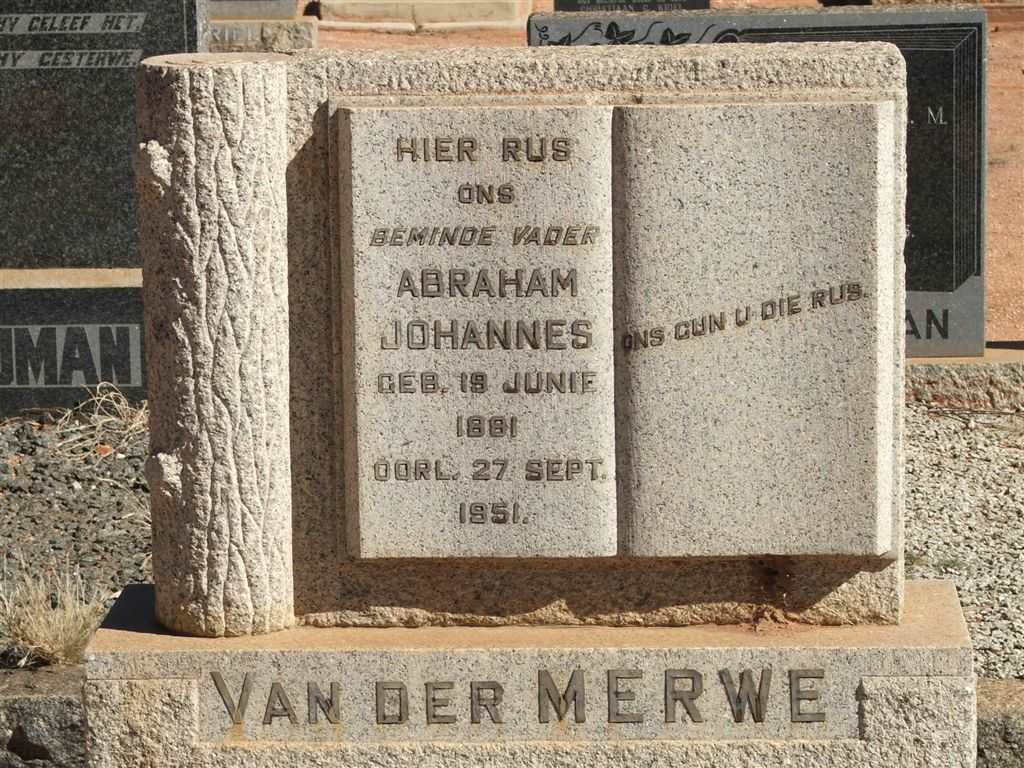 MERWE Abraham Johannes, van der 1881-1951