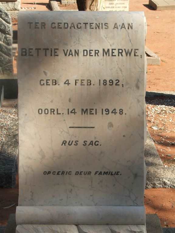 MERWE Bettie, van der 1892-1948