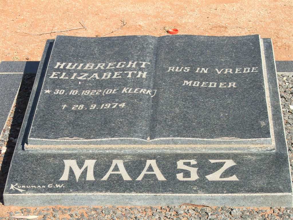 MAASZ Huibrecht Elizabeth DE KLERK 1922-1974