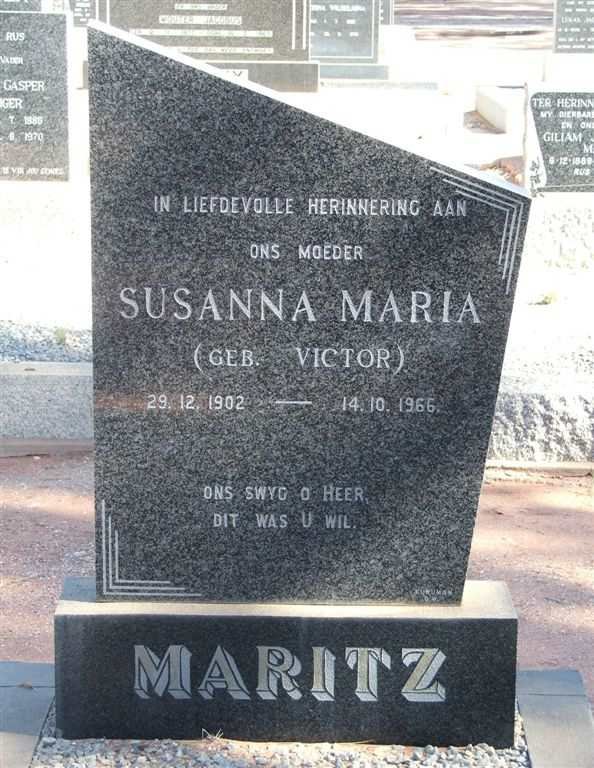 MARITZ Susanna Maria nee VICTOR 1902-1966