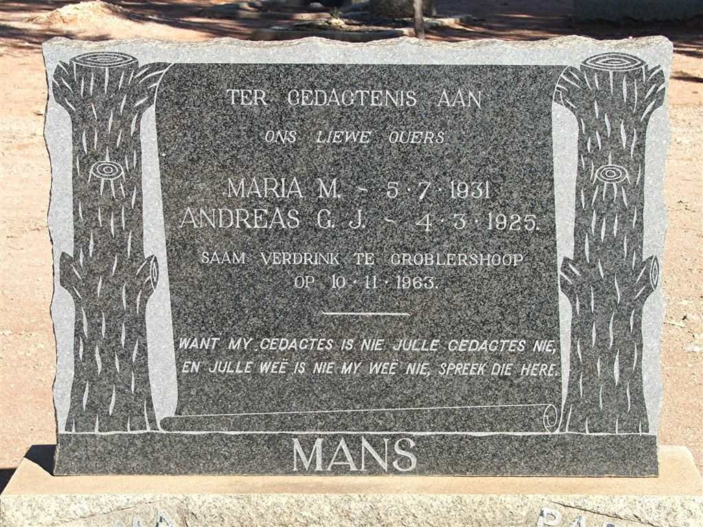 MANS Andreas G.J. 1925-1963 &amp; Maria M. 1931-1963