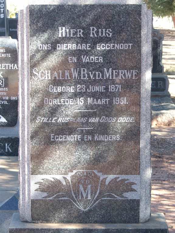 MERWE Schalk W.B., v.d. 1871-1951