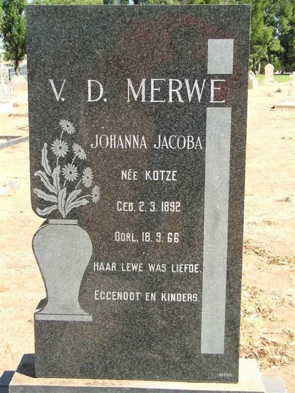 MERWE Johanna Jacoba, v.d. nee KOTZE 1892-1966