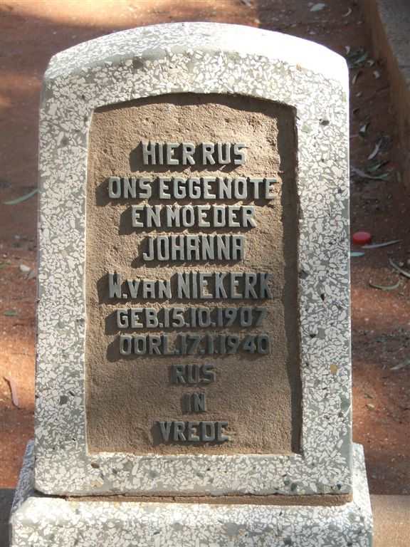 NIEKERK Johanna W., van 1907-1940