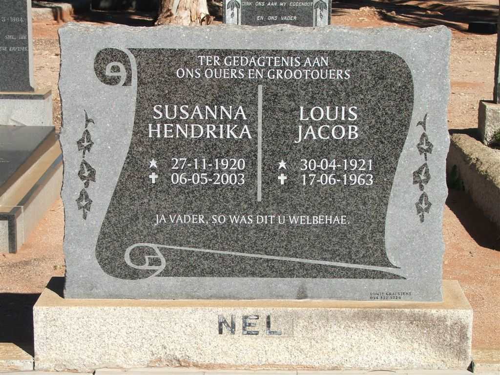 NEL Louis Jacob 1921-1963 &amp; Susanna Hendrika 1920-2003