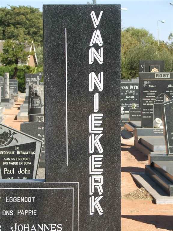 NIEKERK Pieter Johannes Lombard, van 1892-1974