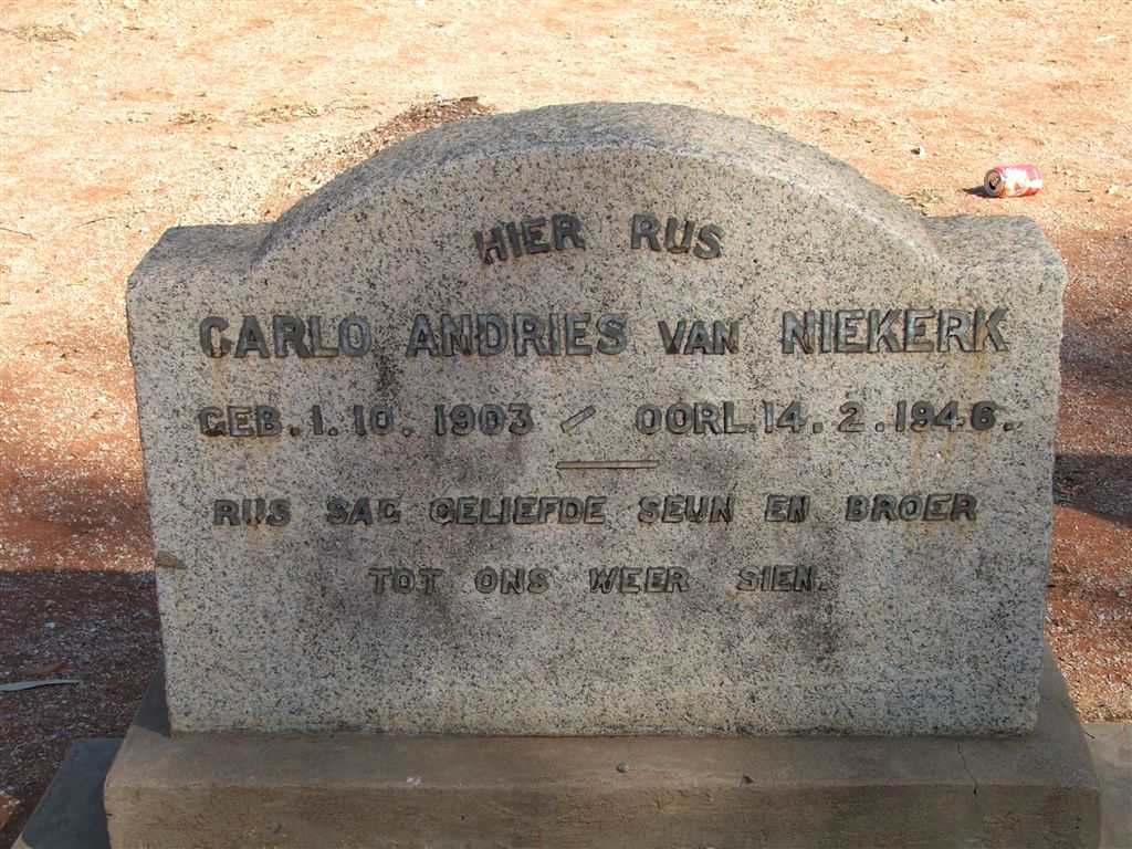 NIEKERK Carlo Andries, van 1903-1946