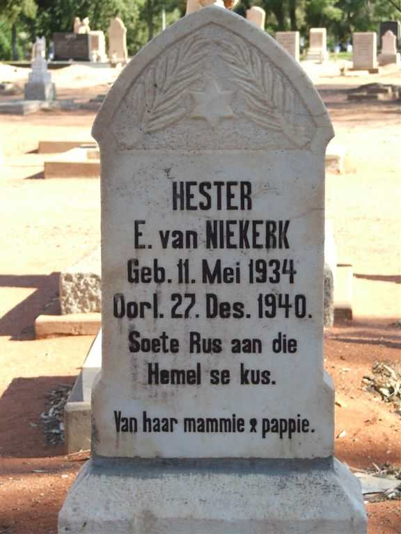 NIEKERK Hester E., van 1934-1940