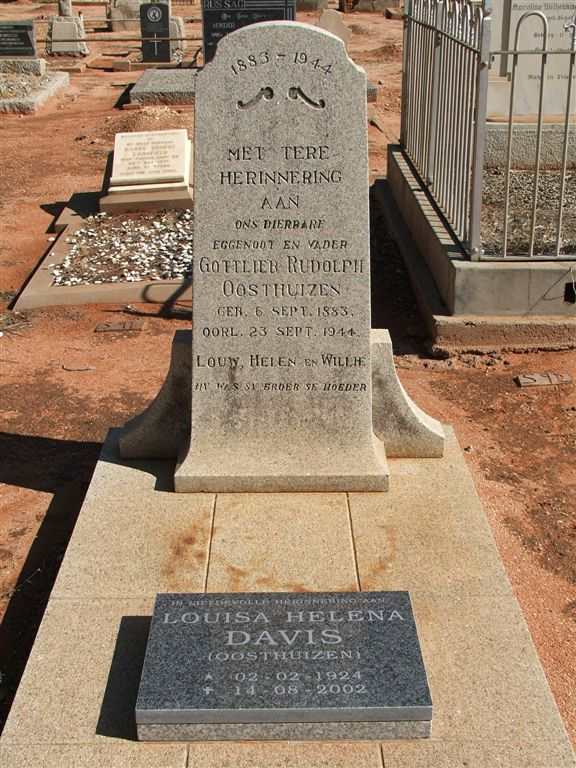 OOSTHUIZEN Gottlieb Rudolph 1883-1944 :: DAVIS Louisa Helena nee OOSTHUIZEN 1924-2002