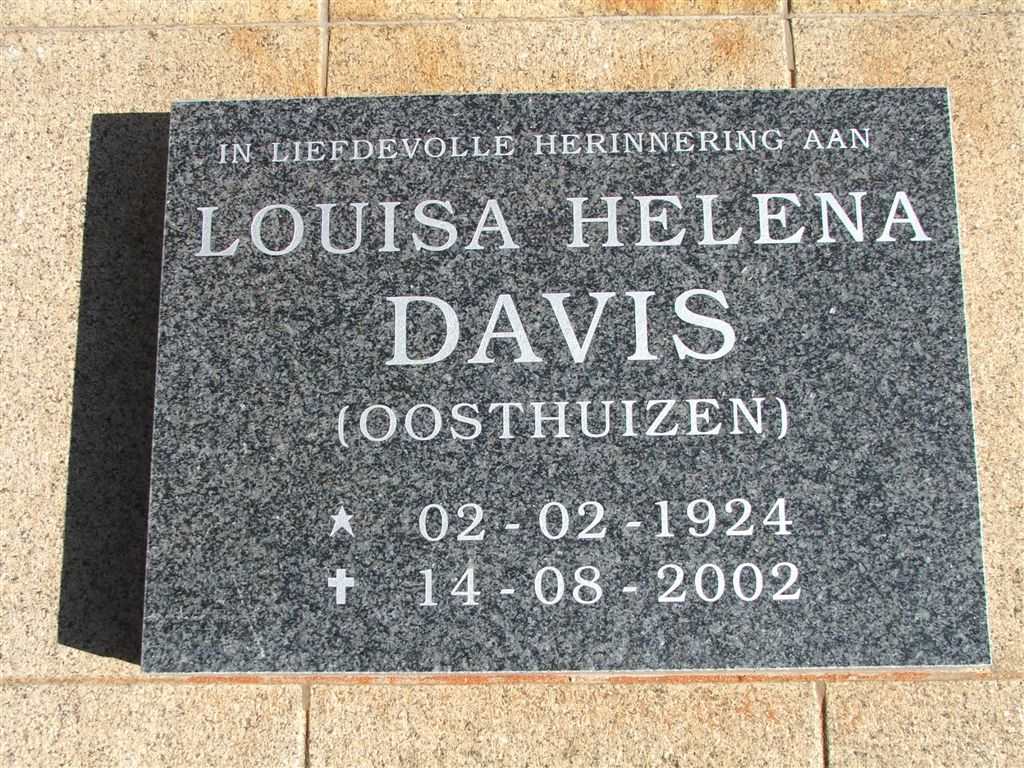 DAVIS Louisa Helena nee OOSTHUIZEN 1924-2002