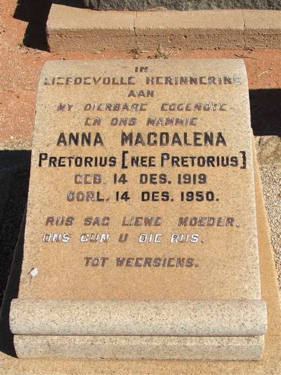 PRETORIUS Anna Magdalena nee PRETORIUS 1919-1950