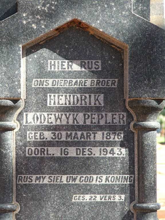 PEPLER Hendrik Lodewyk 1876-1943