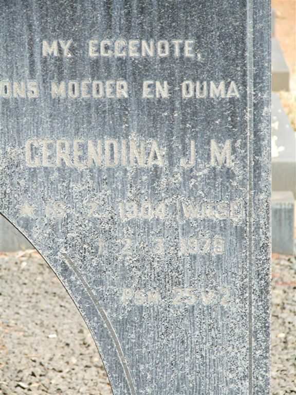 PLESSIS Gerendina J.M., du nee WIESE 1904-1978