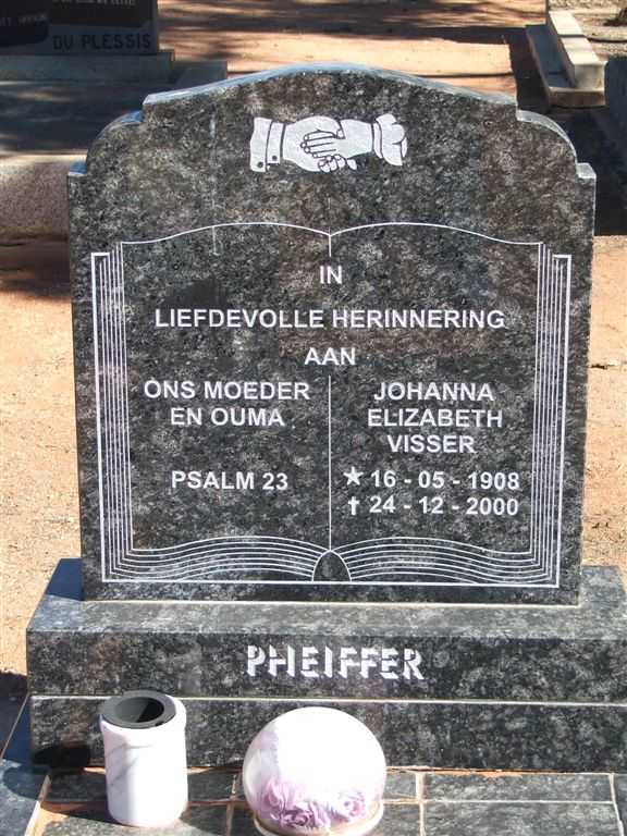 PHEIFFER Johanna Elizabeth nee VISSER 1908-2000