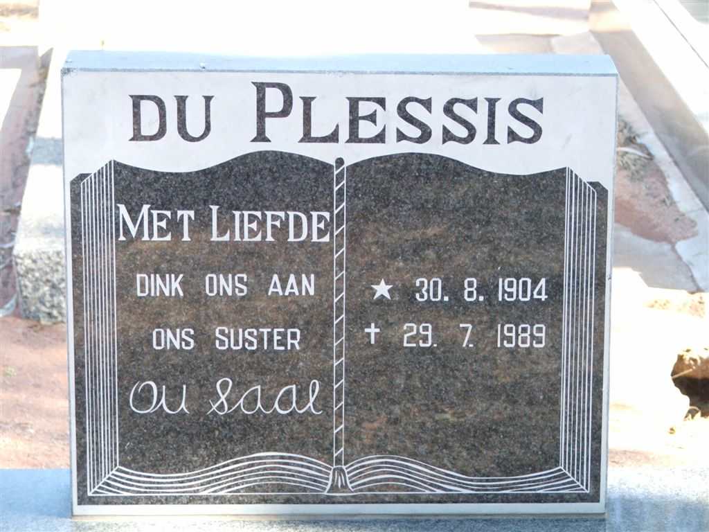 PLESSIS Ou Saal, du 1904-1989